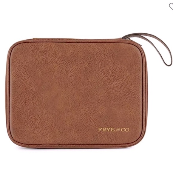 Frye and Co. vegan leather tech storage case 1 in vintage charcoal and cognac - Picture 3 of 7